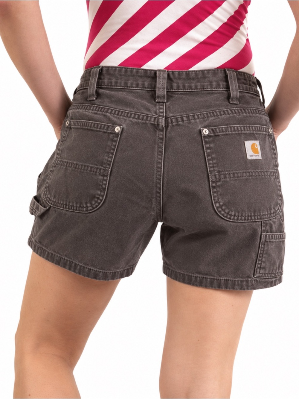 Carhartt Rugged Flex Loose Fit Canvas Work Women's Charcoal Utility Cargo Shorts